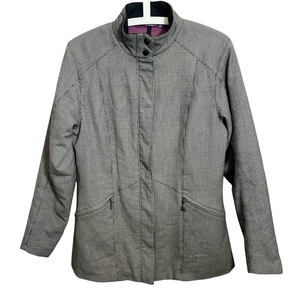 Ibex Wool Jacket Coat Mad River Black/White Mini Houndstooth Plaid *AS IS*